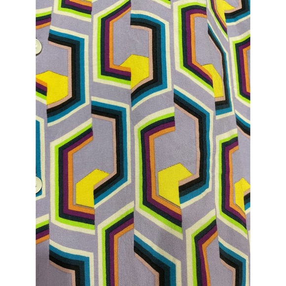 Denim & Flower Shirt Mens Large Purple Geometric Abstract Viscose Excellent L - Picture 4 of 6